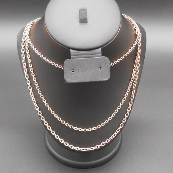 Necklace, Ever True Set of 3 Rolo Chains in ION Plated RG Stainless Steel - Picture 2 of 11